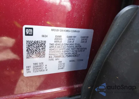 2025 Chevrolet Trailblazer Awd Lt z USA, uszkodzony, nr VIN KL79MRSL7SB043617